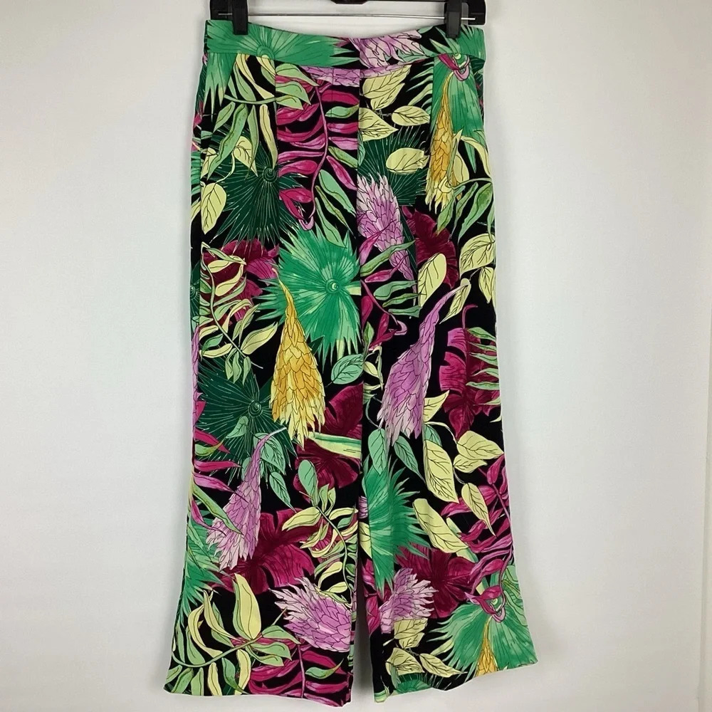 Monki Floral Wide Leg Pants Size 6